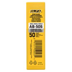 OLFA AB-50S | Hộp 50 lưỡi dao tiêu chuẩn bằng thép không gỉ (9mm)